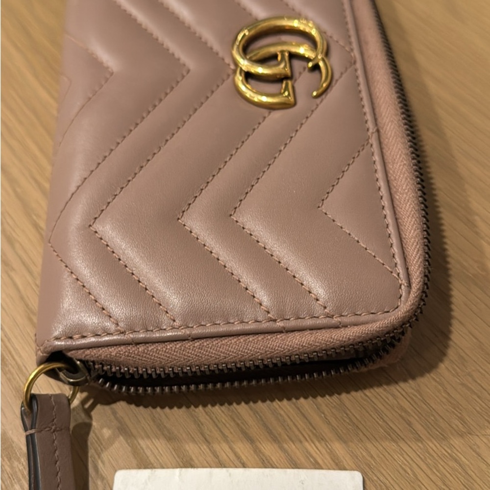 Gucci Quilted Wallet - Mauve with Gold Accent